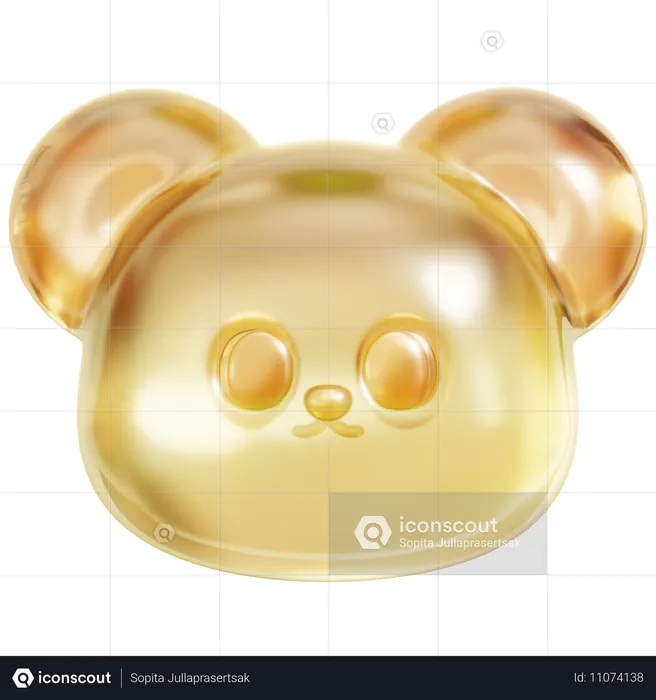 Yellow Gummy Bear Head  3D Icon