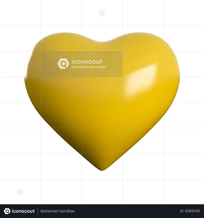 Yellow Heart  3D Icon