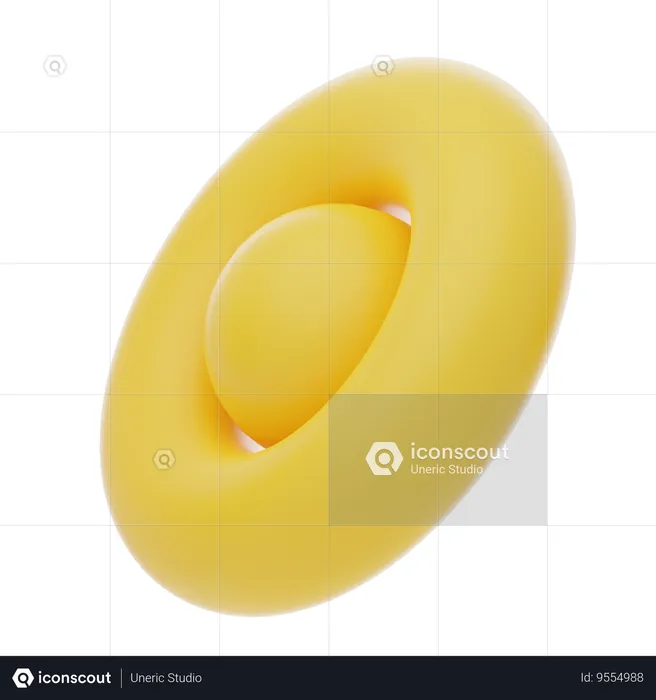 Yellow Soft Body Ball With Ring Shape  3D Icon