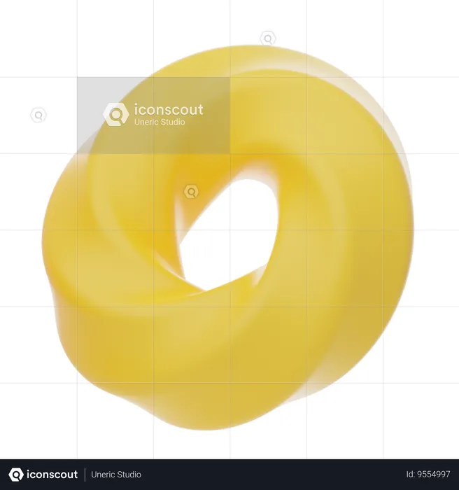 Yellow Soft Body Twisted Ring Shape  3D Icon