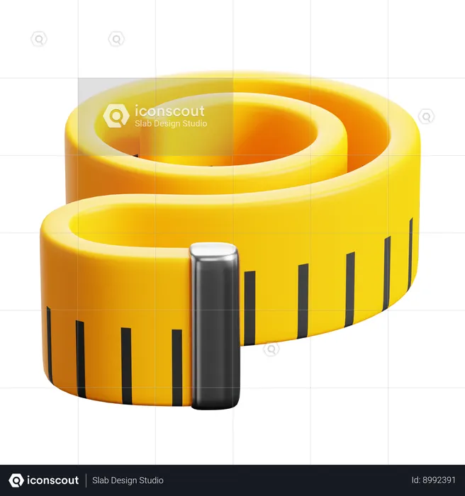 Yellow Tape Measurement  3D Icon