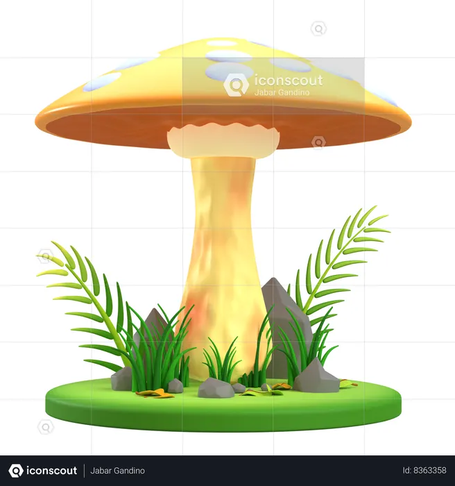 Mushrooms Yellow umbrella  3D Icon