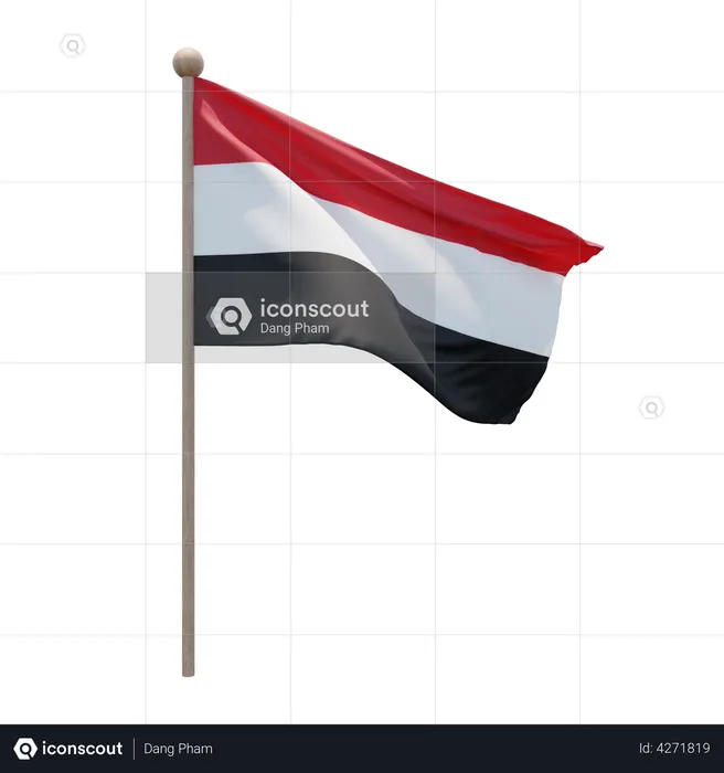 Yemen Flagpole Flag 3D Flag