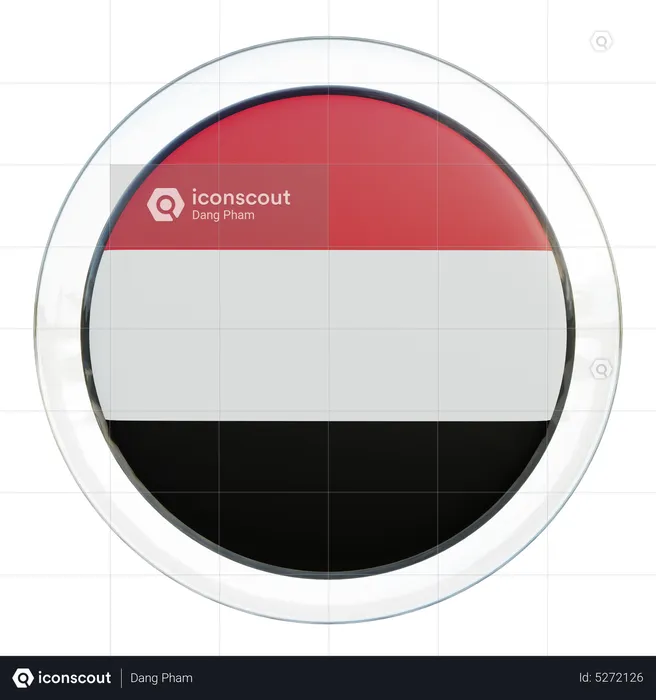 Yemen Round Flag Flag 3D Icon
