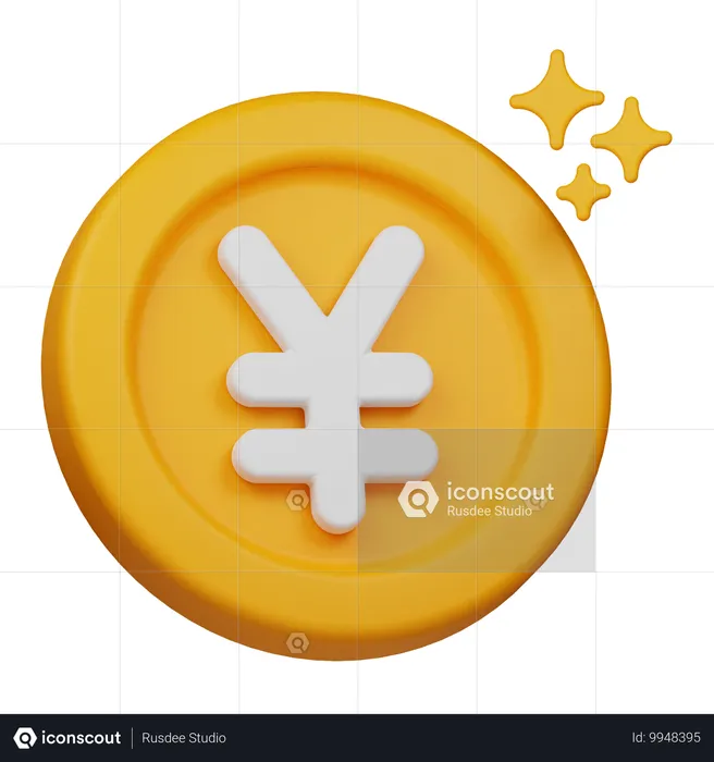 Pièce de monnaie en yens  3D Icon