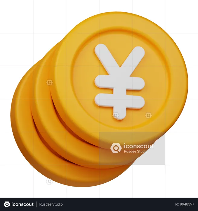 Pièce de monnaie en yens  3D Icon