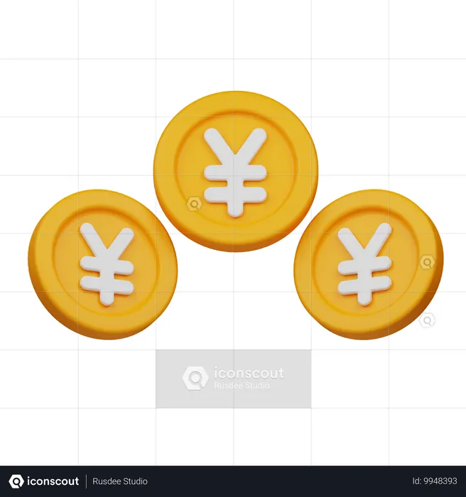 Pièce de monnaie en yens  3D Icon