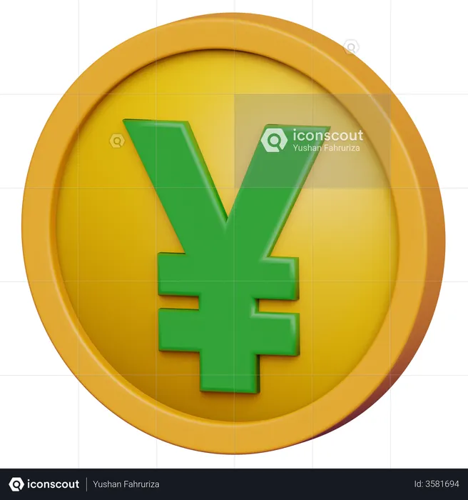 Moneda de yenes  3D Icon