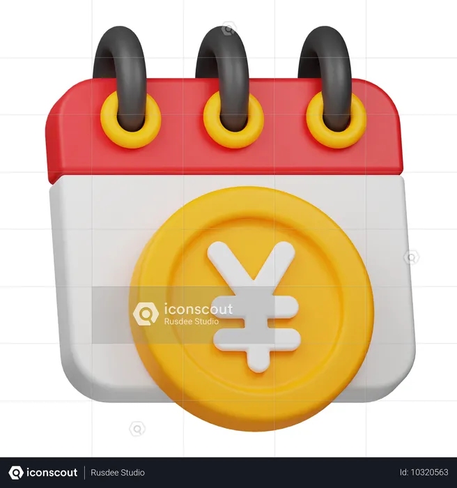 Calendário de moedas de ienes  3D Icon