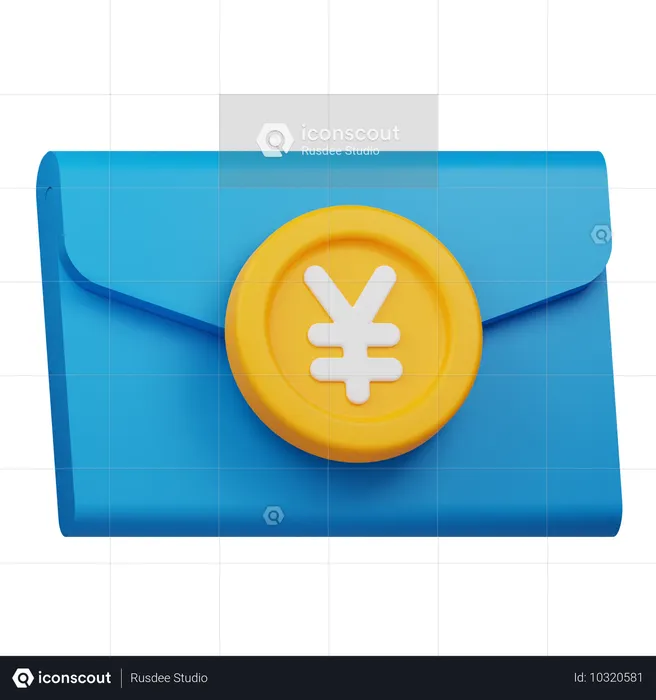 Courrier en pièces de monnaie en yens  3D Icon