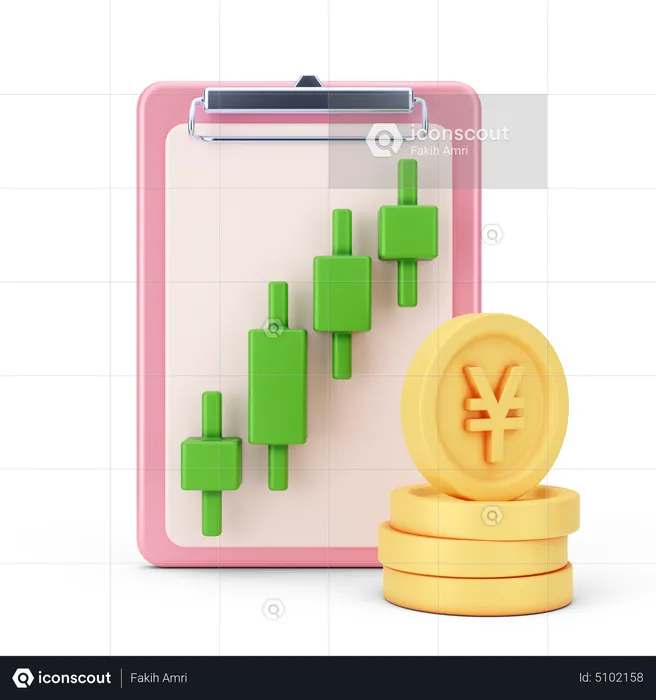 Yen Profit Chart  3D Icon