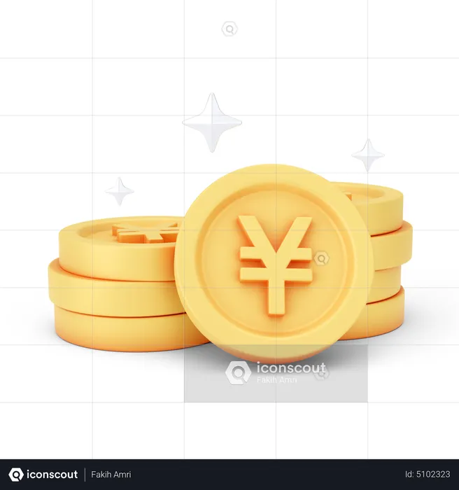 Pièces de monnaie en yens  3D Icon