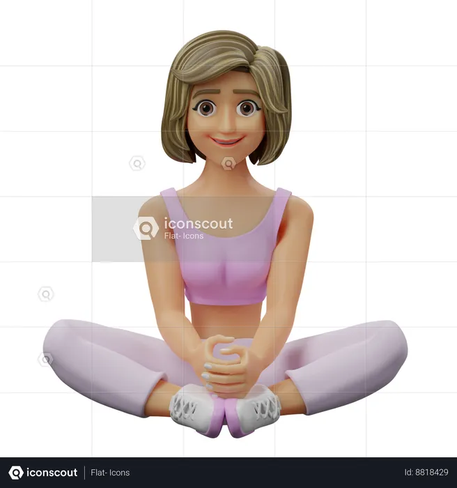 Yoga Girl Doing Butterfly Pose  3D Illustration