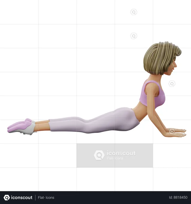 Yoga Girl Doing Cobra Pose  3D Illustration
