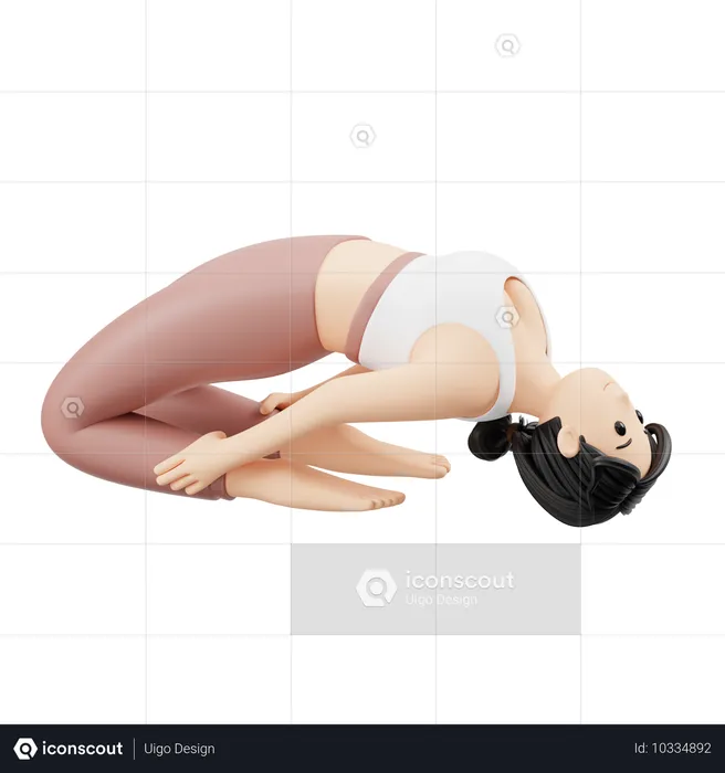 Laghu Vajrasana 포즈를 취하는 요가 소녀  3D Illustration