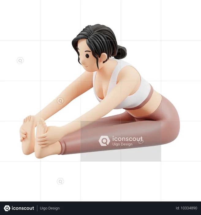 Yoga Girl doing Paschimottanasana  3D Illustration