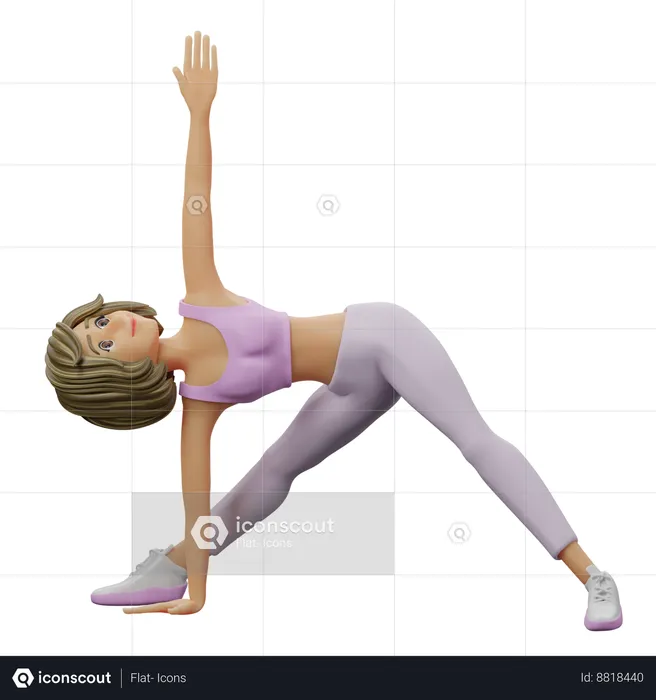 Yoga Girl Doing Triangle Pose  3D Illustration