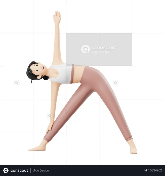 Yoga Girl doing Triangle pose  3D Illustration