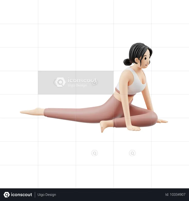 Yoga-Mädchen macht Taubenpose  3D Illustration