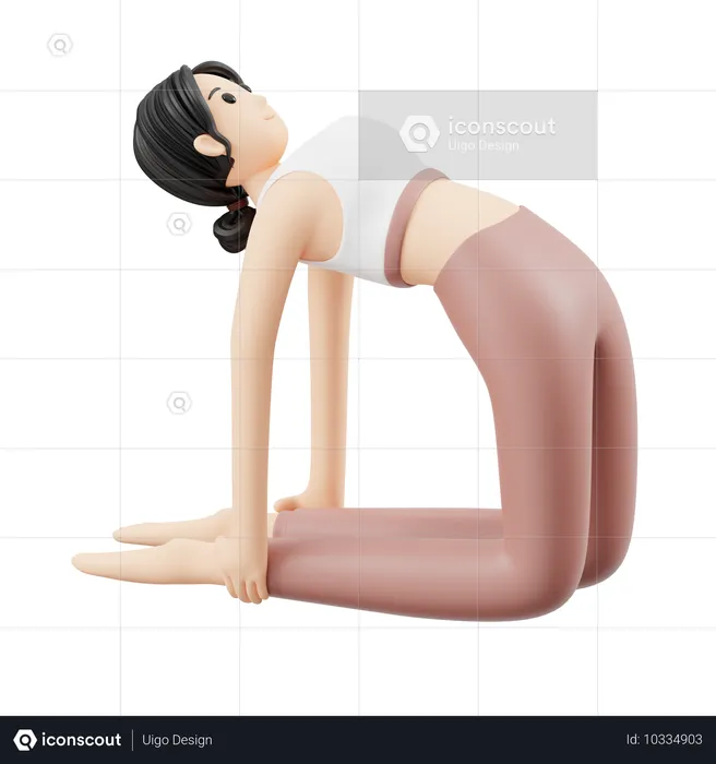 Yoga-Mädchen macht Ustrasana-Pose  3D Illustration