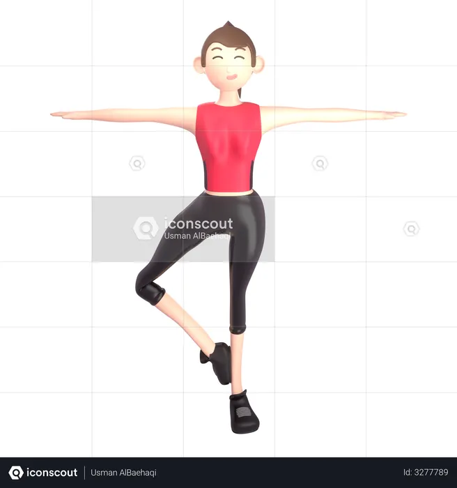 Yoga trainer doing yoga  3D Illustration