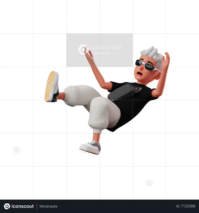 Young Boy Character Falling From Sky  3D Illustration