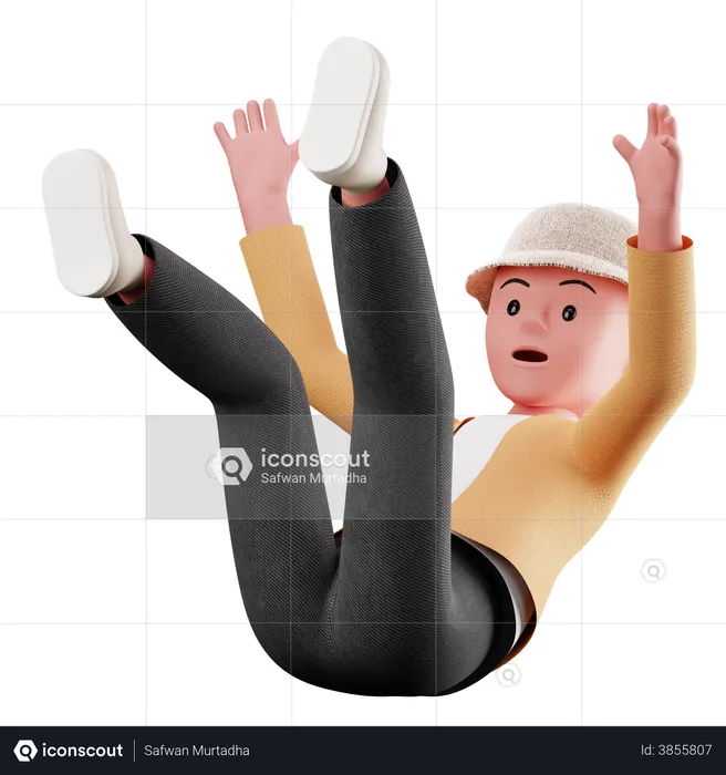 Young Boy Character Falling From Sky  3D Illustration