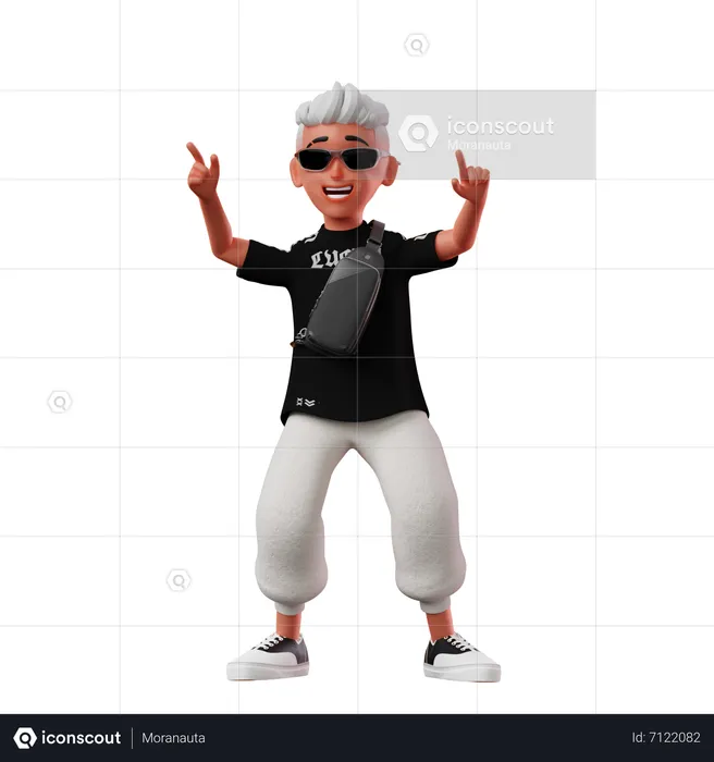 Young Boy Character With Happy Pose  3D Illustration