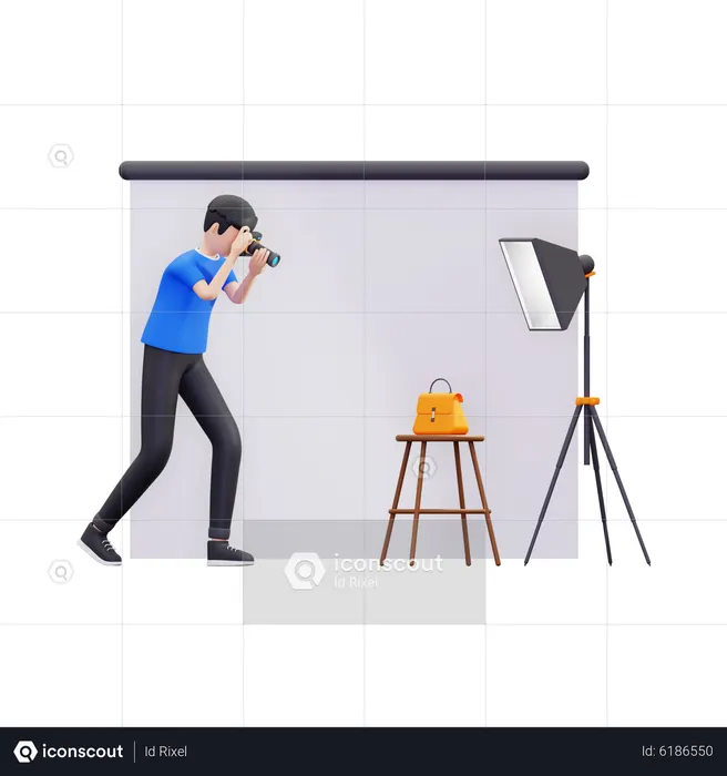 Young boy doing product photography  3D Icon