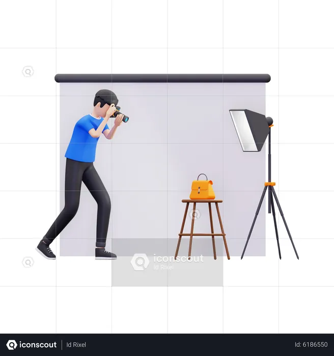 Young boy doing product photography  3D Illustration