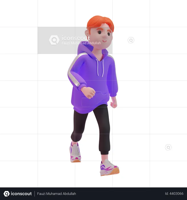 Young boy feeling happy when jogging  3D Illustration