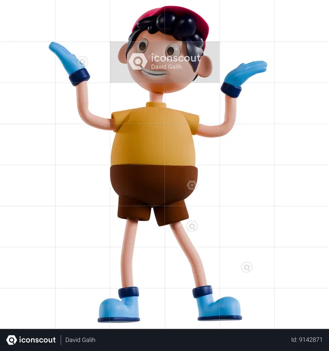 Young Boy Giving Happy Pose  3D Illustration