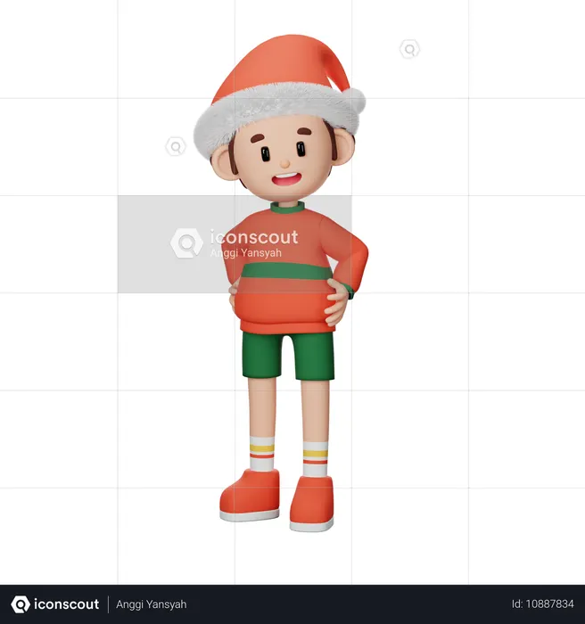 Young boy giving standing pose  3D Illustration