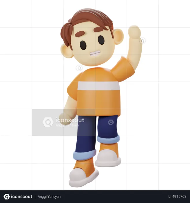 Young Boy Jump  3D Illustration