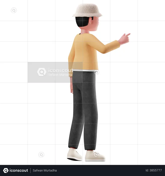 Young Boy Pointing The Presentation Pose  3D Illustration