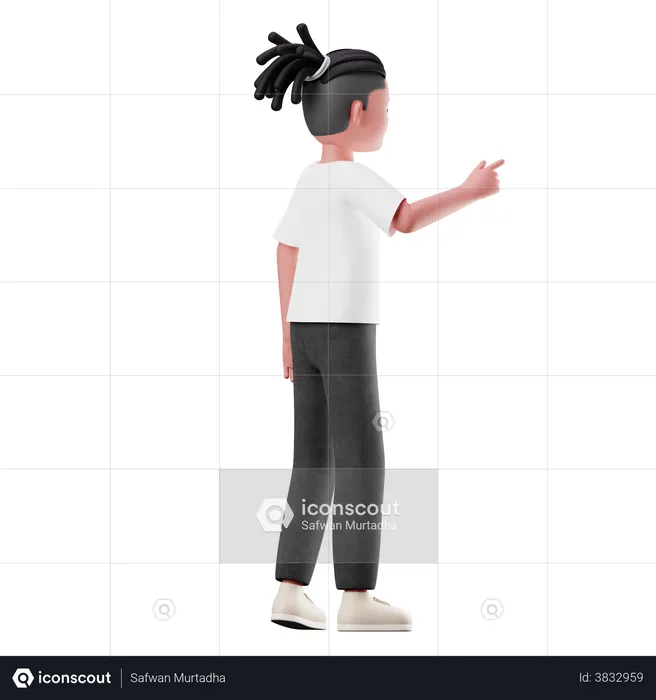 Young Boy Pointing the Presentation Pose  3D Illustration
