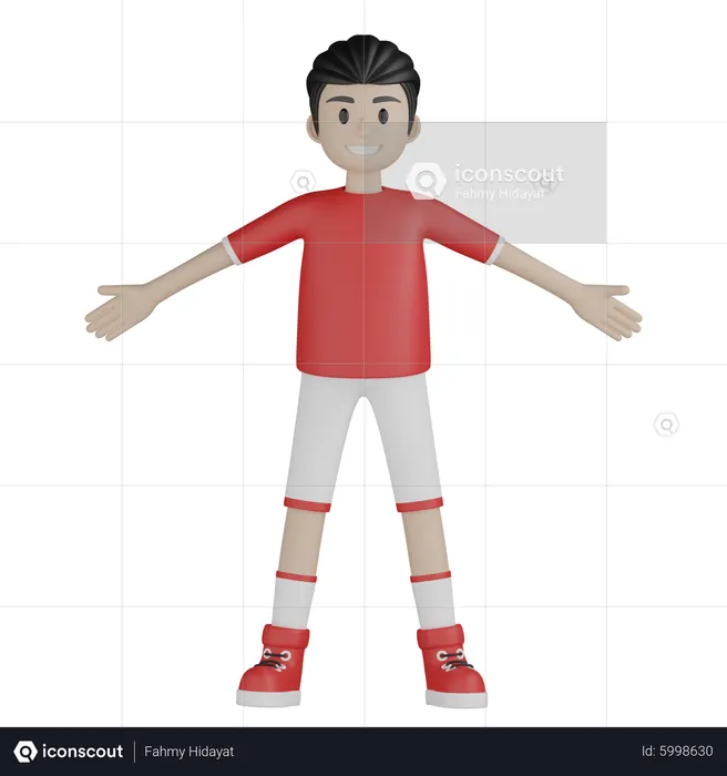 Young boy standing with open hands  3D Illustration