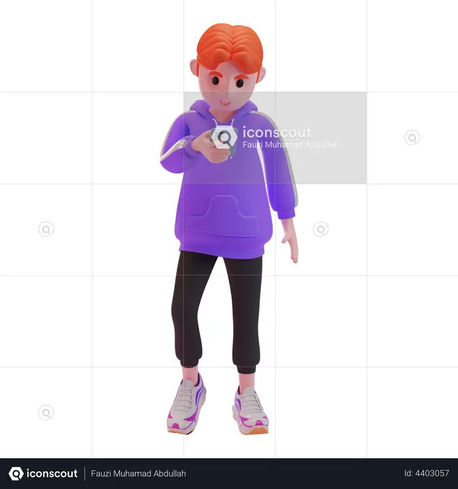 Young boy using smartphone  3D Illustration