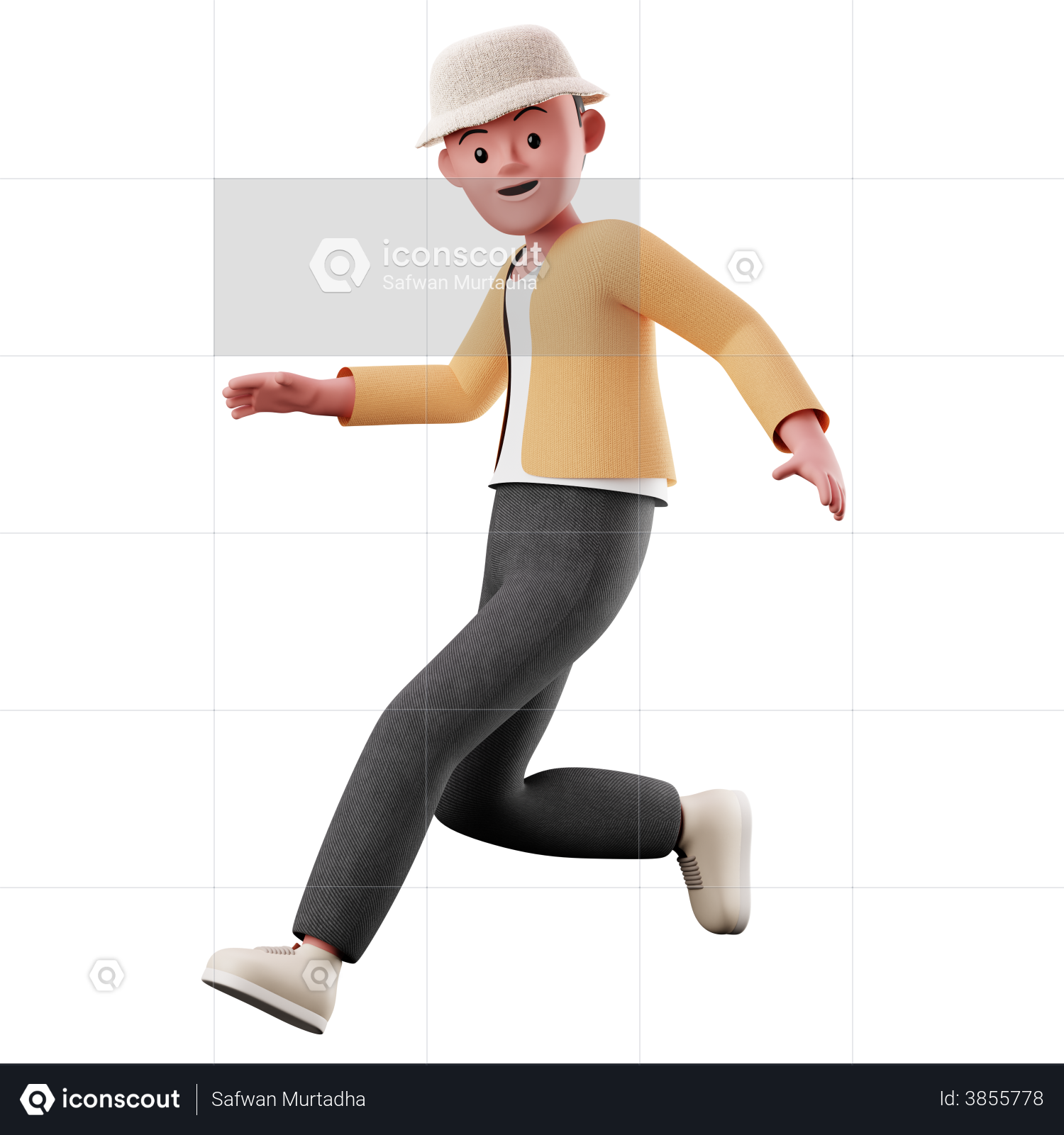 Young Boy With Running And Jumping Pose 3D Illustration download in PNG,  OBJ or Blend format