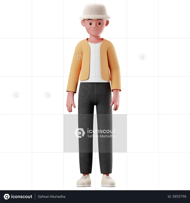 Young Boy With Standing Pose  3D Illustration