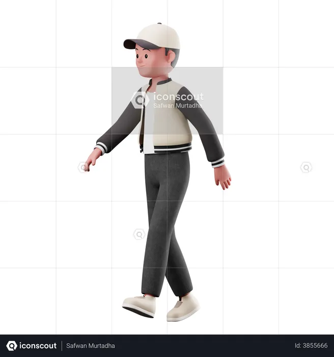 Young Boy With Walking Pose  3D Illustration