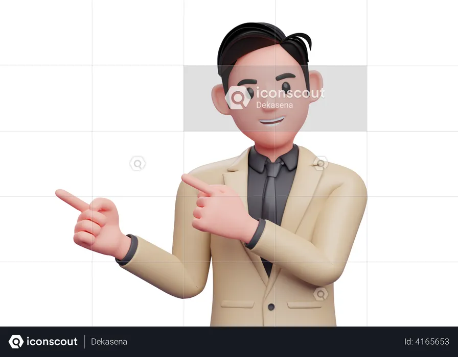 Businessman pointing to fingers to side  3D Illustration