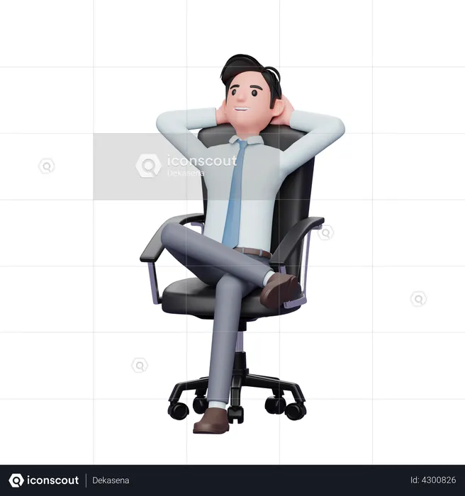 Young businessman sitting on a chair and thinking  3D Illustration