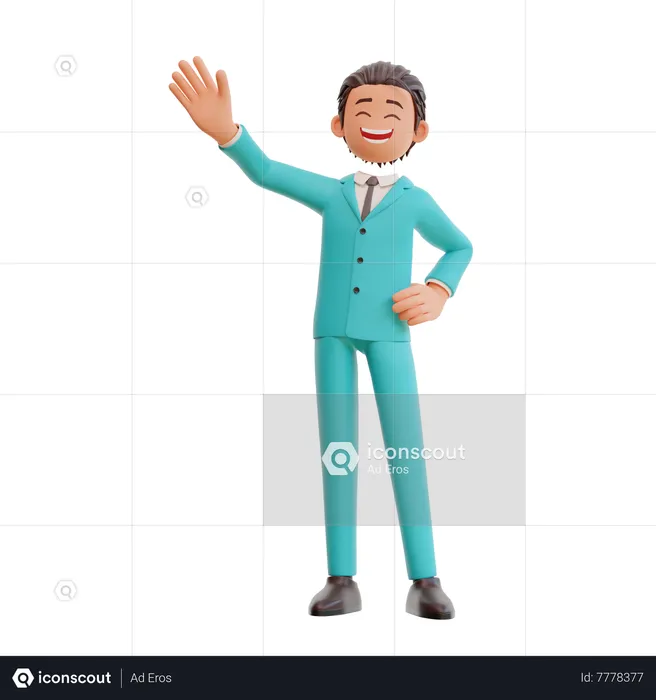 Young businessman waving hand  3D Illustration