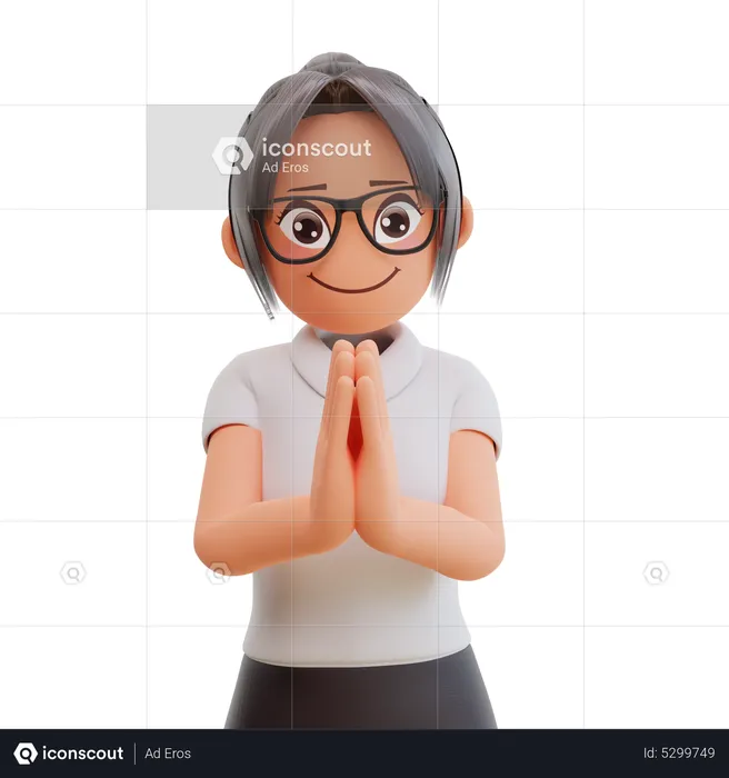 Young businesswoman greeting  3D Illustration