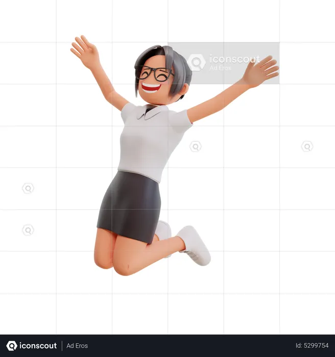 Young businesswoman jumping out of joy  3D Illustration