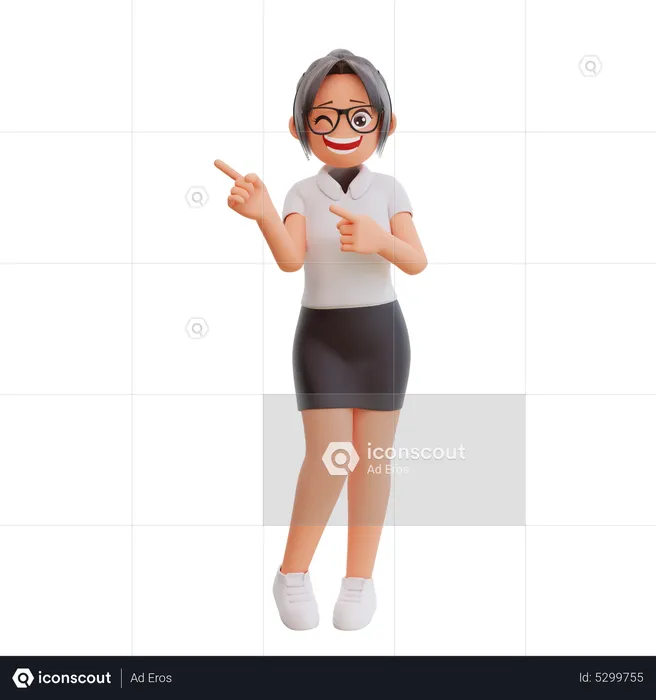 Young businesswoman pointing on side  3D Illustration