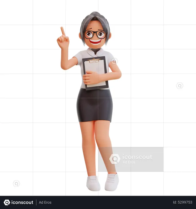 Young businesswoman raising one finger  3D Illustration