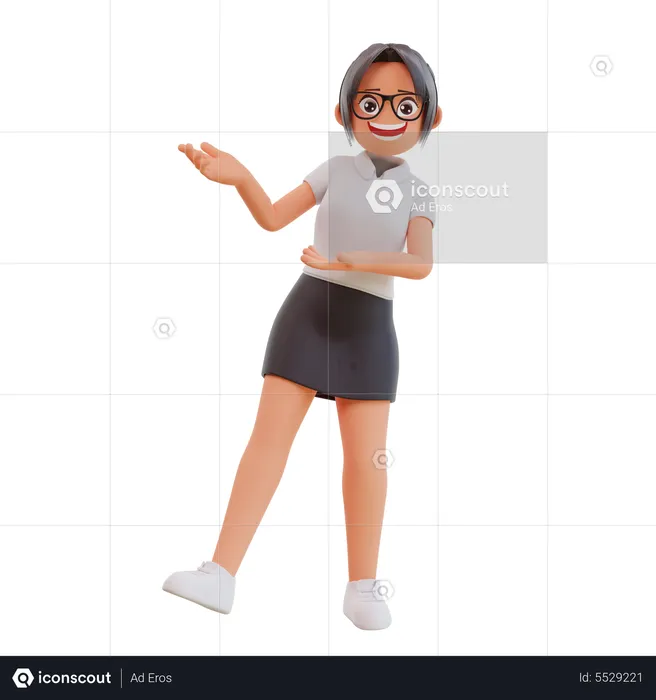 Young businesswoman showing something  3D Illustration