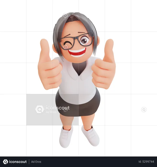 Young businesswoman showing thumb up sign  3D Illustration